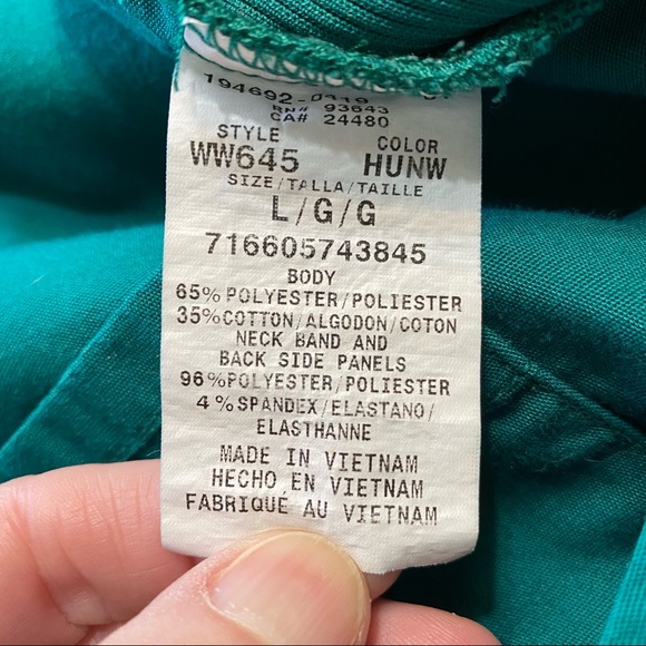 Cherokee Workwear 3 Pocket Rib Knit V Neck Scrub Top Hunter Green - Picture 8 of 12